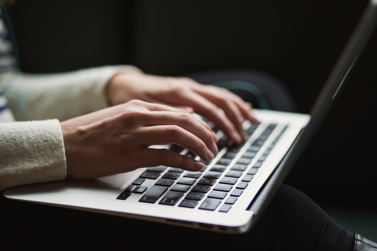 A student working on a laptop